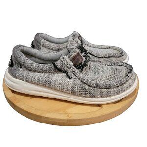 Hey Dude Shoes Size US K13 Gray Black White Wally Youth Stretch Yin Yang 40050-1